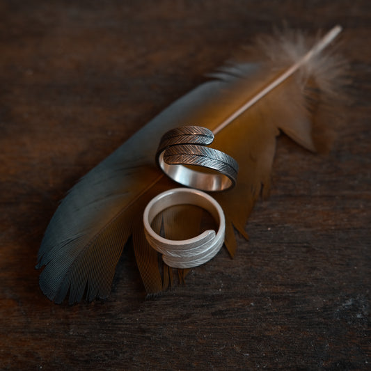 言成金工坊｜手工純銀羽毛戒指 Handcraft Silver Feather Ring -可調式